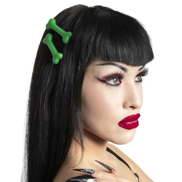 Mini Bone Hair Slides Green - Kreepsville